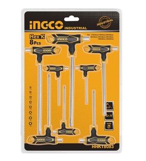 Bộ 8 chìa lục giác tay cầm chữ T INGCO HHKT8083