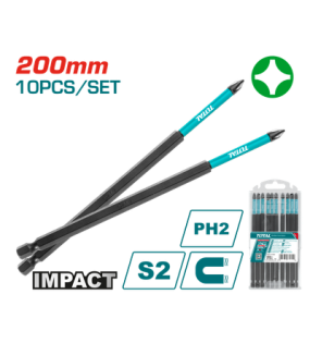 Bộ 10 mũi bắt vít PH2 x200mm  Total TACIM16PH285