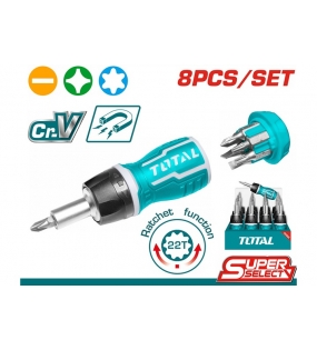 Bộ tua vít 8 trong 1 (tay vặn xoay chiều) TACSDS1726
