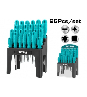 Bộ 26 tua vít dẹp, bake, sao, vuông Total THTDC252601