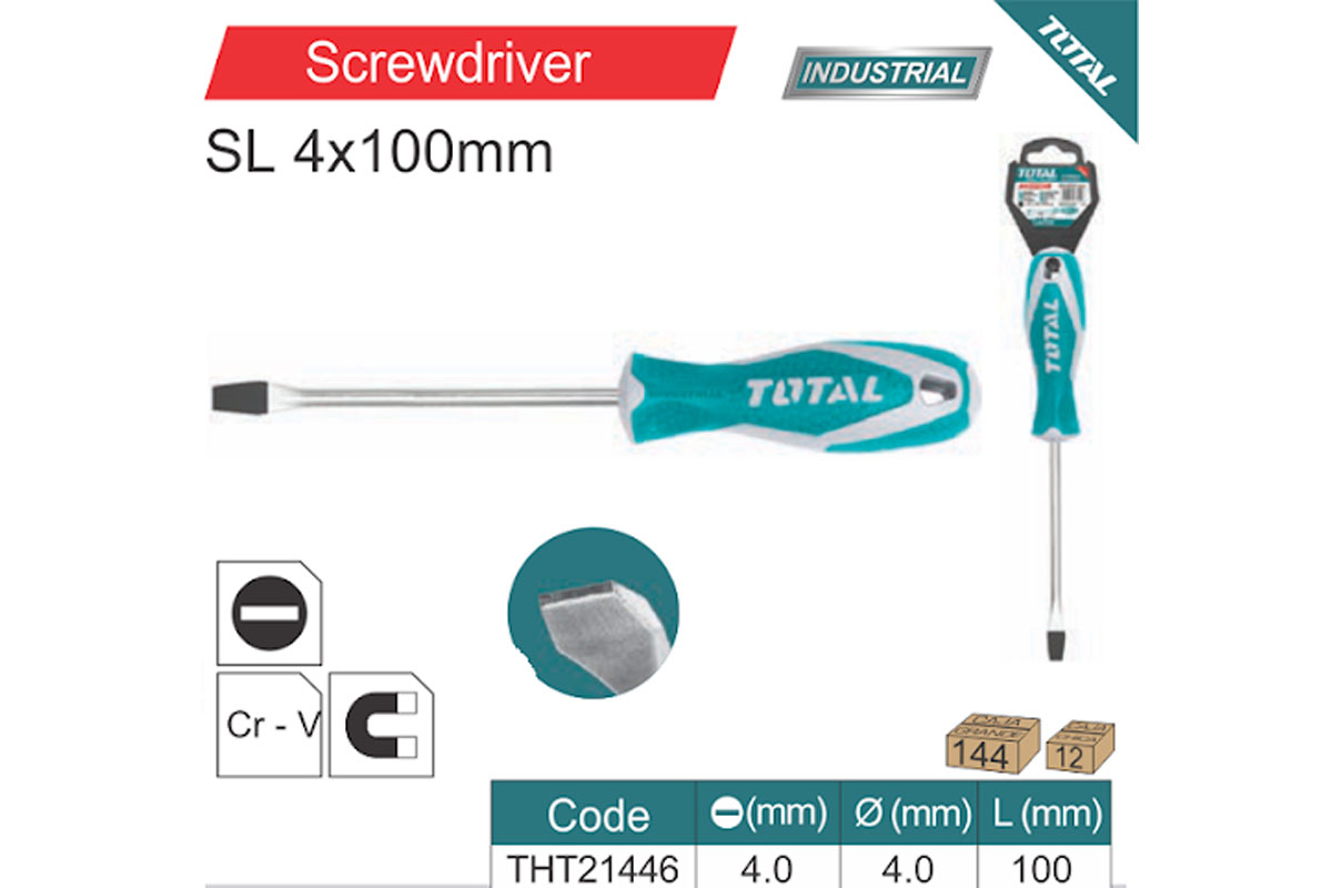 Tua vít dẹp 4x100mm Total THT21446