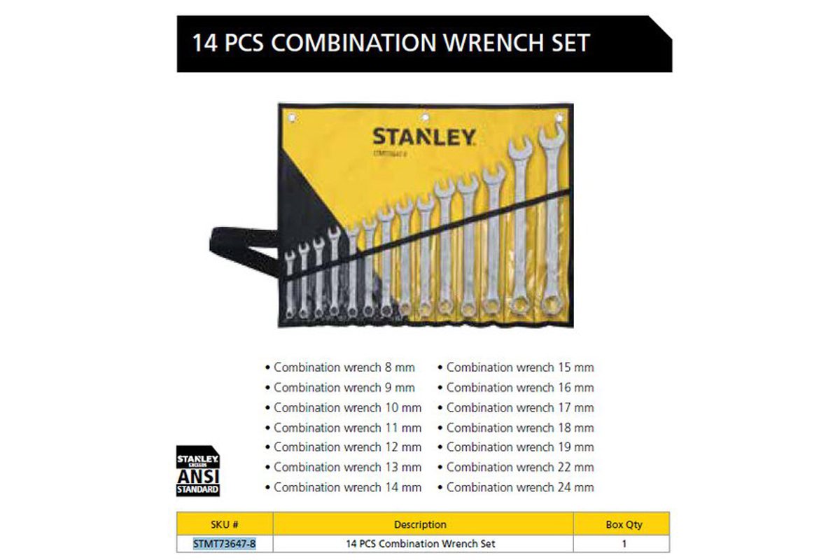 Cờ lê hệ mét vòng miệng (bộ 14c) Stanley STMT73647-8