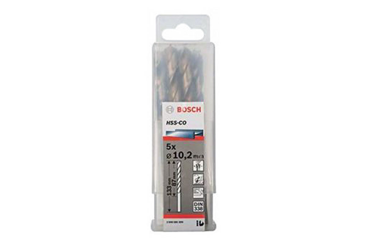 Mũi khoan INOX HSS-Co 10.2mm (hộp 5 mũi) Bosch 2608585899
