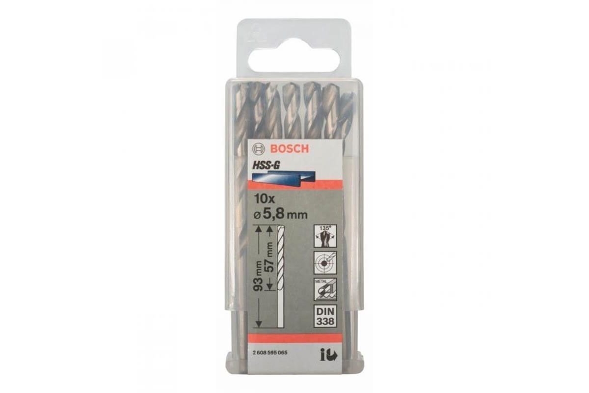 Mũi khoan sắt HSS-G 5.8mm (hộp 10 mũi) Bosch 2608595065