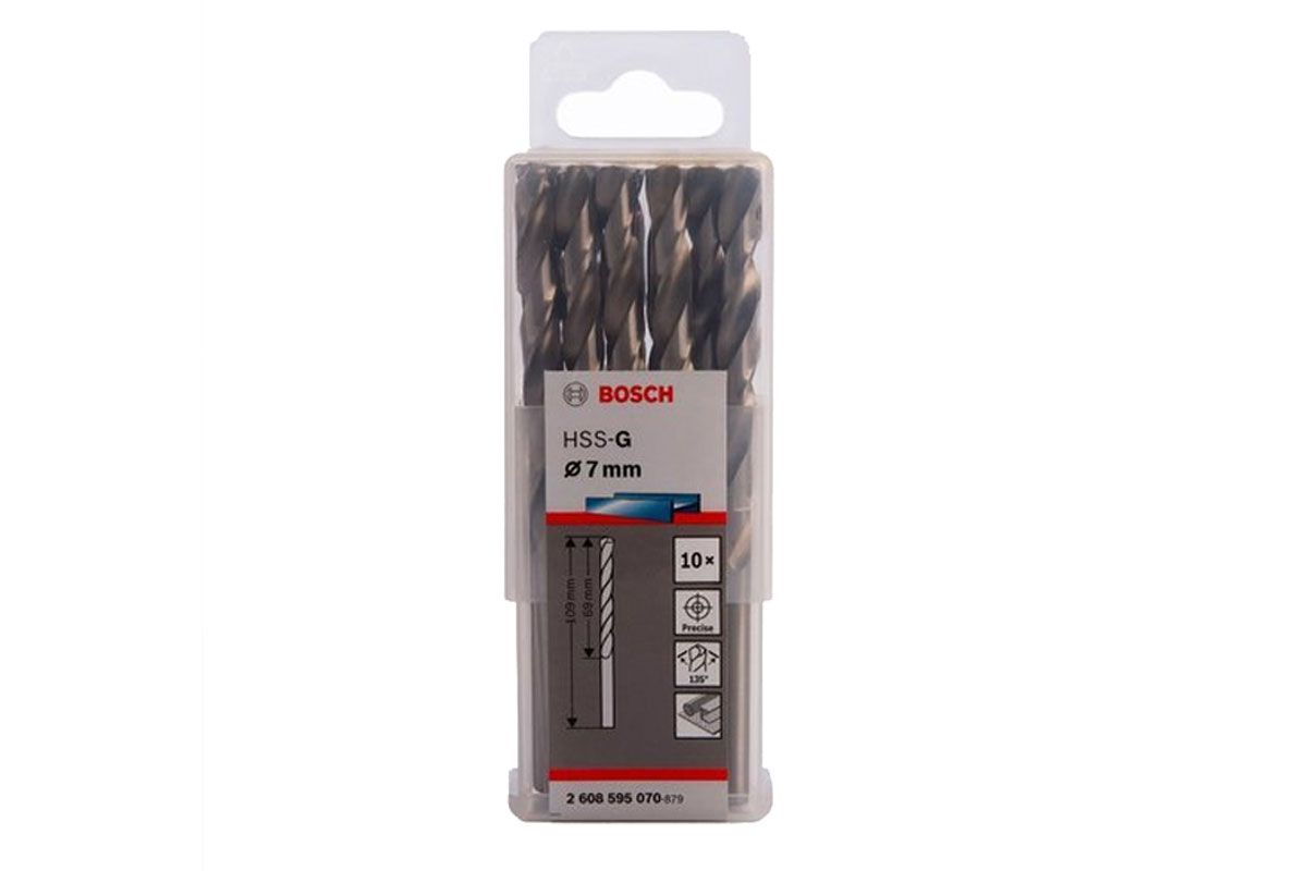 Mũi khoan sắt HSS-G 7mm (hộp 10 mũi) Bosch 2608595070