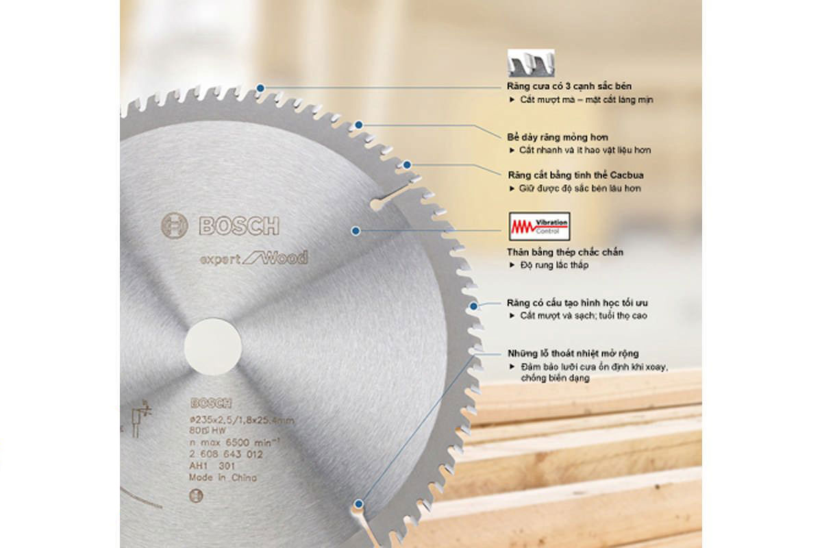 Lưỡi cưa gỗ 305x25.4mm T40 Bosch 2608643021