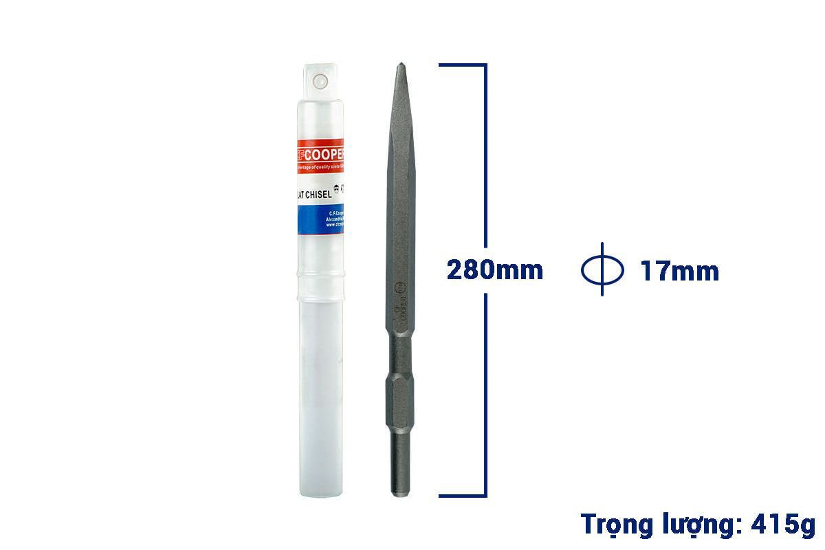 Mũi đục nhọn đuôi lục giác 17x280mm CFCooper CHP17280