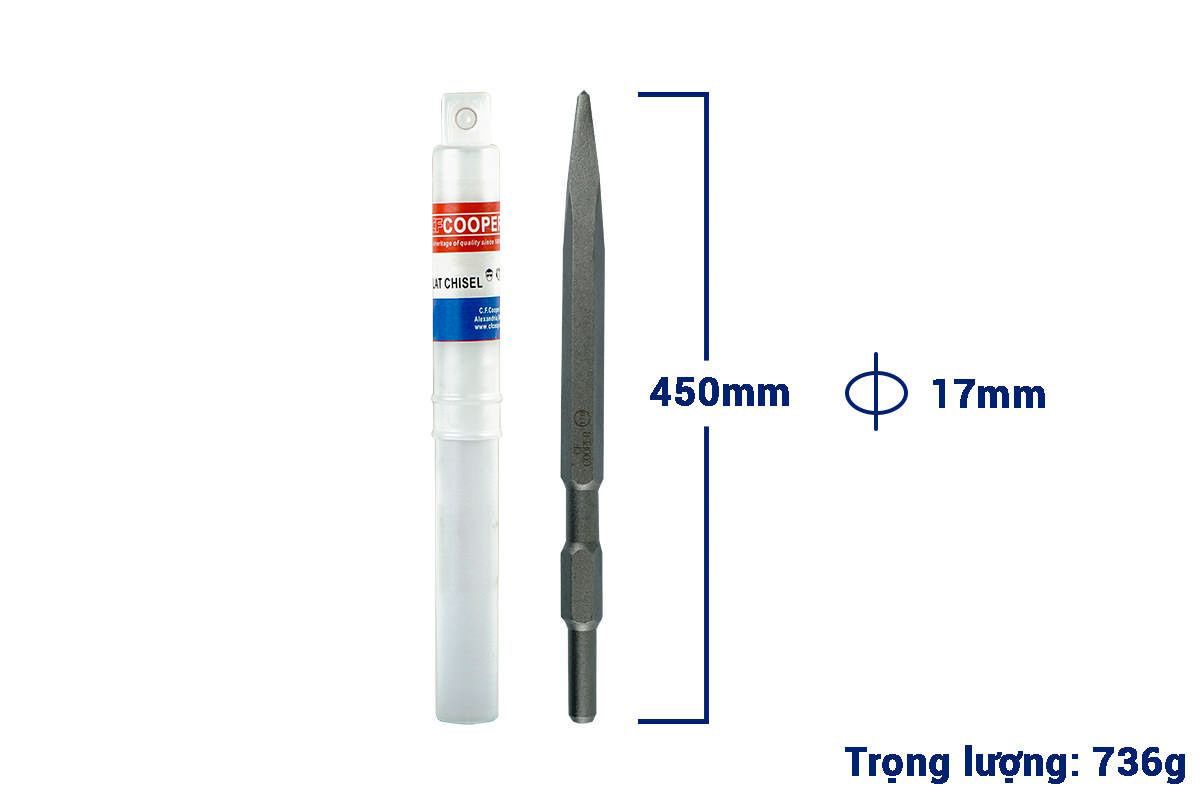 Mũi đục nhọn đuôi lục giác 17x450mm CFCooper CHP17450