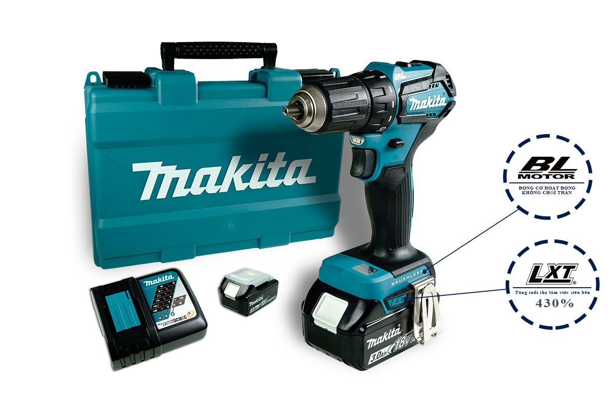 Máy khoan vặn vít pin 18V Makita DDF483RFE