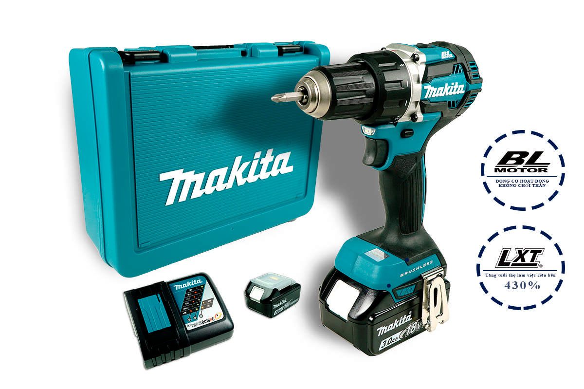 Máy khoan vặn vít pin 18V Makita DDF484RTE