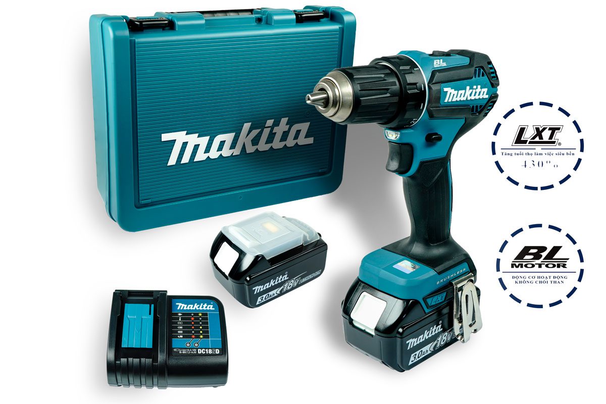 Máy khoan vặn vít pin 18V Makita DDF485SFE