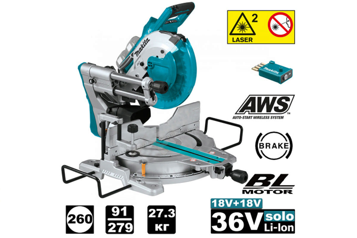 Thân máy cưa đa góc trượt 2 pin 18V Makita DLS111ZU