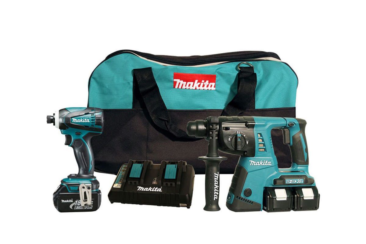 Bộ sản phẩm máy khoan đa năng và máy vặn vít pin 18V Makita DLX2071PM1