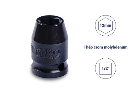 Đầu tuýp đen 6 cạnh 1/2in - 12mm Sata 34305